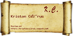 Kriston Círus névjegykártya